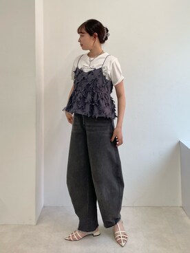 「fredy emue（フレディエミュ）のカーブデニムパンツ（デニムパンツ）」を使った、kurikiさん（レディース・160cm）の春コーディネート