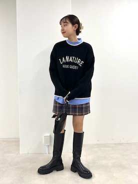 「ロゴニット」｜kurikiさん（レディース・160cm）の冬コーディネート