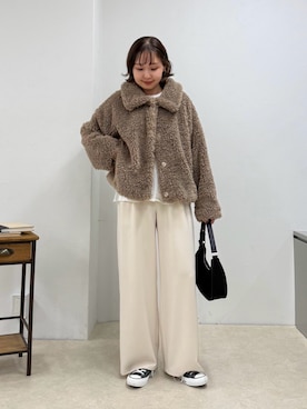 「アイテム（ムートンコート）」を使った、kurikiさん（レディース・160cm）の秋コーディネート