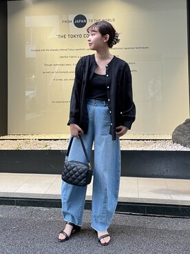 「fredy emue（フレディエミュ）のカーブデニムパンツ（デニムパンツ）」を使った、kurikiさん（レディース・160cm）の春コーディネート