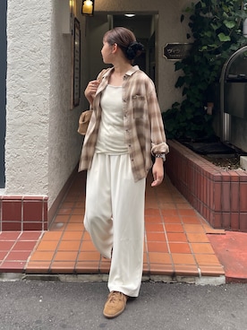 「ブラウンコーデ」｜「アイテム（パンツ）」を使った、kurikiさん（レディース・160cm）の夏コーディネート