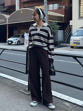 「アイテム（スラックス）」を使った、kurikiさん（レディース・160cm・20代）の秋コーディネート