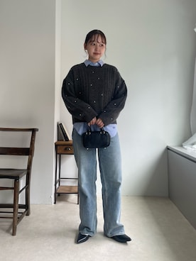 「fredy emue（フレディエミュ）のハート刺繍柄編みニットプルオーバー（ニット/セーター）」を使った、kurikiさん（レディース・160cm）の秋コーディネート