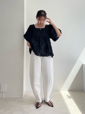 「fredy emue（フレディエミュ）のカーブデニムパンツ（デニムパンツ）」を使った、kurikiさん（レディース・160cm）の春コーディネート