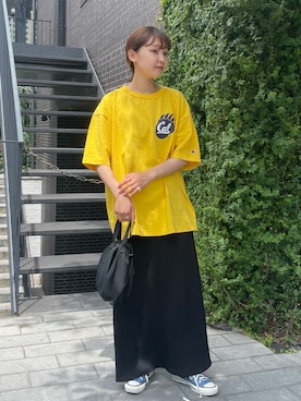 kurikiさんの「【Champion/チャンピオン】カレッジロゴTシャツ カレッジプリント ロゴプリント T1011」を使ったコーディネート