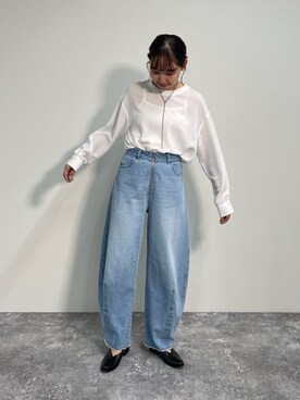 「fredy emue（フレディエミュ）のカーブデニムパンツ（デニムパンツ）」を使った、kurikiさん（レディース・160cm）の春コーディネート