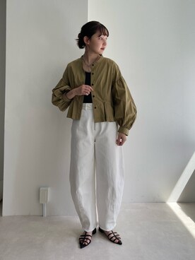 「fredy emue（フレディエミュ）のカーブデニムパンツ（デニムパンツ）」を使った、kurikiさん（レディース・160cm）の春コーディネート