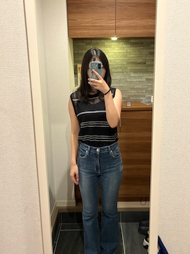 「AZUL by moussy（アズールバイマウジー）のアイテム（デニムパンツ）」を使った、yuさん（レディース・166cm）の秋コーディネート