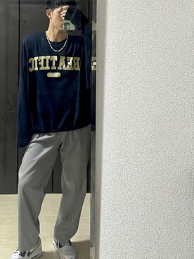 「しまむら（シマムラ）のアイテム（スウェット）」を使った、utaさん（メンズ・171cm）の秋コーディネート