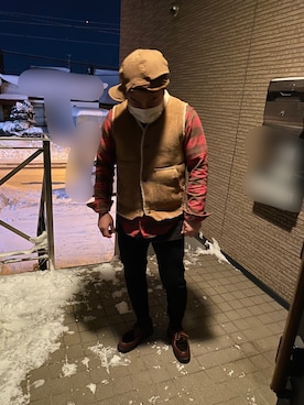 「FREEWHEELERS（フリーホイーラーズ）のアイテム（トップス）」を使った、pikaさん（メンズ・165cm）の冬コーディネート