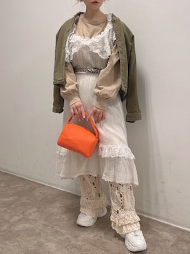 「はじめましてコーデ」｜「アイテム（ジャケット/アウター）」を使った、𝘺𝘶𝘮𝘪さん（レディース・152cm）の春コーディネート
