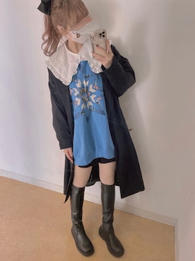 「スエット」｜「アイテム（ブーツ）」を使った、𝘺𝘶𝘮𝘪さん（レディース・152cm）の冬コーディネート