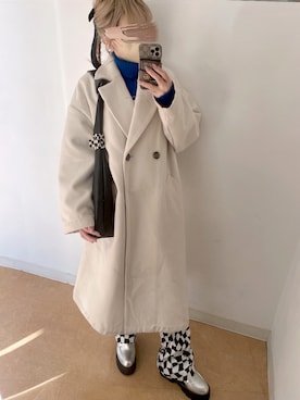 「GRL（グレイル）のアイテム（チェスターコート）」を使った、𝘺𝘶𝘮𝘪さん（レディース・152cm）の冬コーディネート