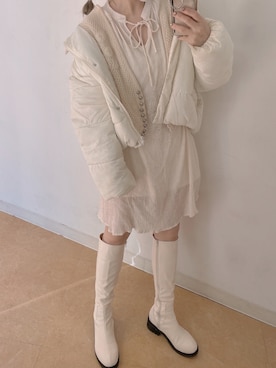 「sango（sango）のアイテム（ダウンジャケット/コート）」を使った、𝘺𝘶𝘮𝘪さん（レディース・152cm）の冬コーディネート