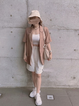 「sango（sango）のアイテム（帽子）」を使った、𝘺𝘶𝘮𝘪さん（レディース・152cm）の夏コーディネート
