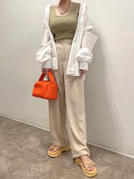 「sango（sango）のアイテム（パンツ）」を使った、𝘺𝘶𝘮𝘪さん（レディース・152cm）の春コーディネート