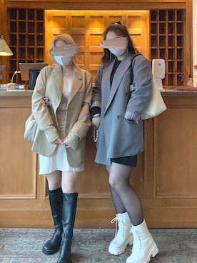 「はじめましてコーデ」｜「アイテム（ジャケット/アウター）」を使った、𝘺𝘶𝘮𝘪さん（レディース・152cm）の春コーディネート