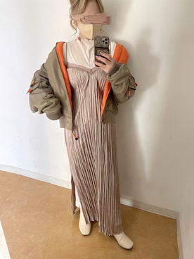 「スクエアトゥ」｜「アイテム（MA-1）」を使った、𝘺𝘶𝘮𝘪さん（レディース・152cm）の冬コーディネート