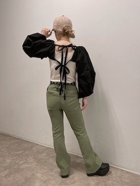 「sango（sango）のアイテム（帽子）」を使った、𝘺𝘶𝘮𝘪さん（レディース・152cm）の春コーディネート