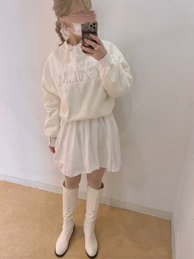 「スエット」｜「アイテム（ブーツ）」を使った、𝘺𝘶𝘮𝘪さん（レディース・152cm）の冬コーディネート