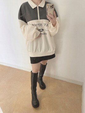 「スエット」｜「アイテム（ブーツ）」を使った、𝘺𝘶𝘮𝘪さん（レディース・152cm）の秋コーディネート