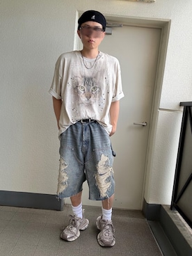 「アイテム（ハンチング/ベレー帽）」を使った、kazuさん（メンズ・168cm）の夏コーディネート