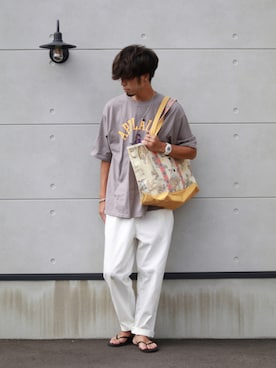 「TIMELY WARNING（タイムリーワーニング）のアイテム（トップス）」を使った、kokkinさん（メンズ・178cm）の夏コーディネート