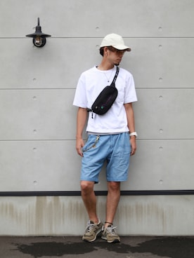 「Champion（チャンピオン）のアイテム（ボディバッグ/ウエストポーチ）」を使った、kokkinさん（メンズ・178cm）の夏コーディネート