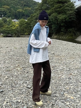 「NOAH（ノア）のアイテム（ニットキャップ/ビーニー）」を使った、reinaさん（レディース・165cm）の秋コーディネート