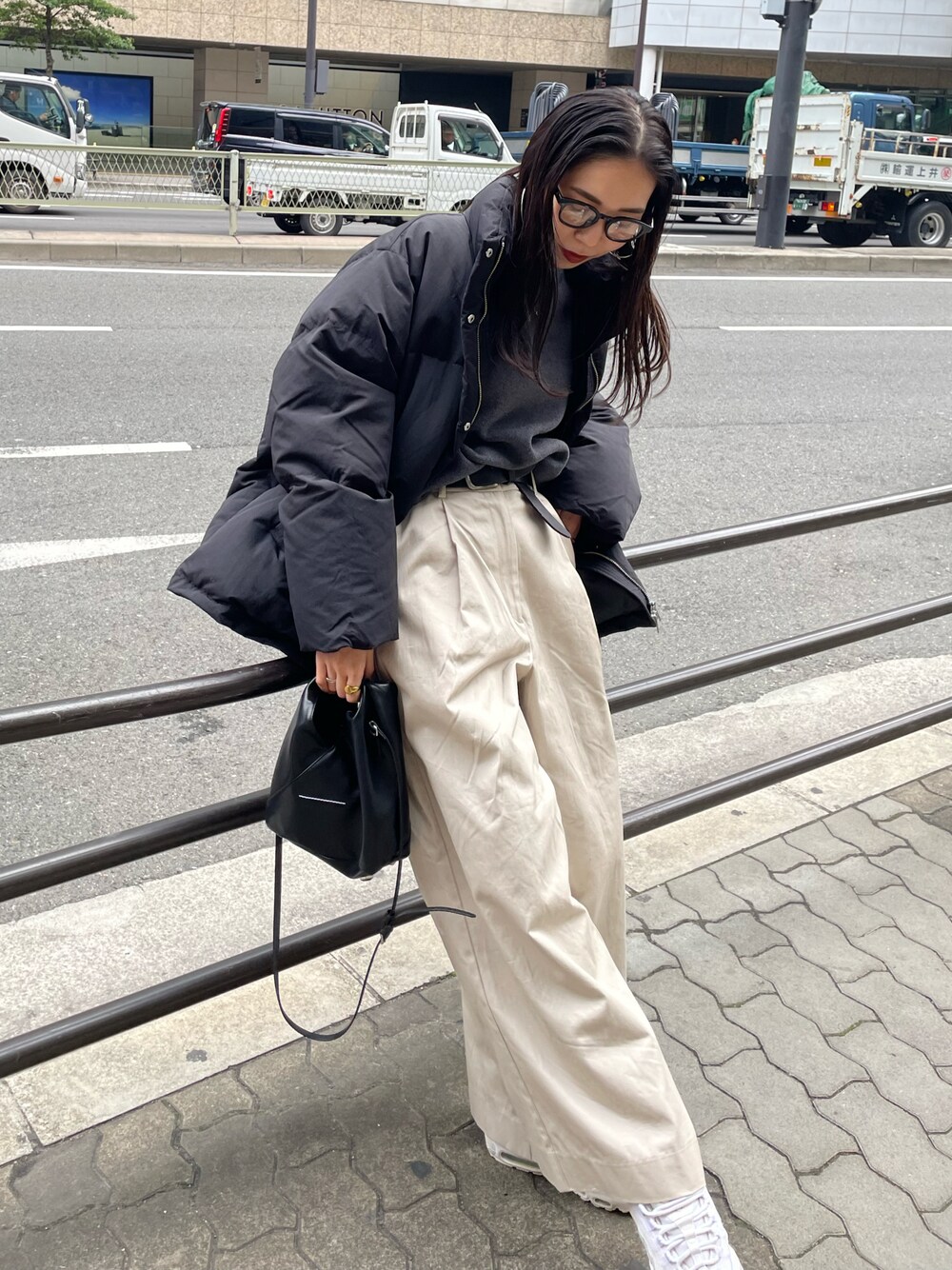 【コーデ引き締まる】MM6 MaisonMargiela ショルダーバッグ ryo｜MM6 Maison Margielaのショルダーバッグを使った