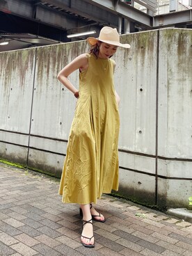 ワンピース イエロー系 を使った 夏ワンピース の人気ファッションコーディネート Wear