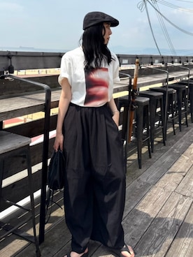 「アイテム（ハンチング/ベレー帽）」を使った、ryoさん（レディース・160cm）の夏コーディネート