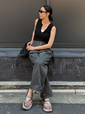 「MM6 Maison Margiela（ｴﾑｴﾑｼｯｸｽ ﾒｿﾞﾝ ﾏﾙｼﾞｪﾗ）のアイテム」を使った、ryoさん（レディース・160cm）の夏コーディネート