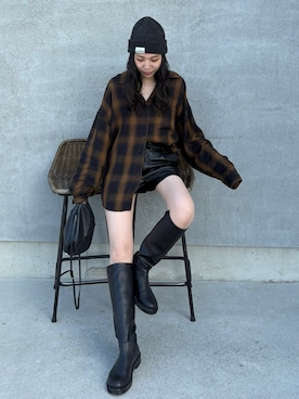 「アイテム（ニットキャップ/ビーニー）」を使った、ryoさん（レディース・160cm）の秋コーディネート