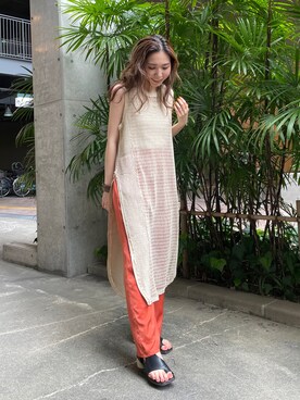 「Ungrid（アングリッド）のジュートヒールサンダル（サンダル）」を使った、ryoさん（レディース・160cm）の夏コーディネート