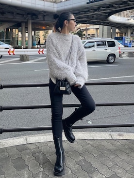 「アイテム（ニット/セーター、シルバー系）」を使った、ryoさん（レディース・160cm）の秋コーディネート