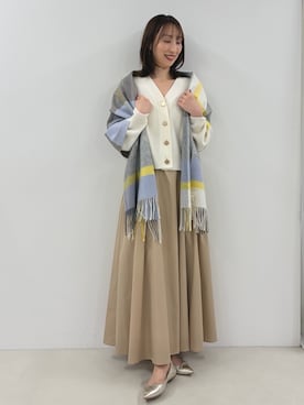 「アイテム（ストール/ショール）」を使った、nol ikeoさん（レディース・160cm）の秋コーディネート