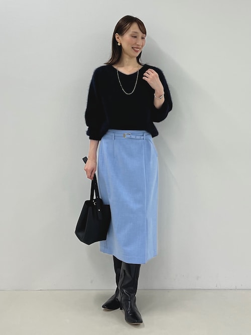 セール】ウォッシャブルベルト付きラップ風タイトスカート（スカート