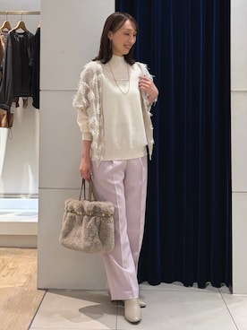 「アイテム（ストール/ショール）」を使った、nol ikeoさん（レディース・160cm）の秋コーディネート