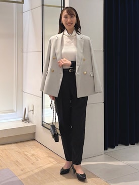 「grace grace （グラスグラス）の【grace grace/グラスグラス】スリムGピアス（ピアス（両耳用）、ゴールド系）」を使った、nol ikeoさん（レディース・160cm）の秋コーディネート