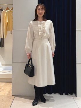 「セットアップスタイル」｜「アイテム（アクセサリー）」を使った、nol ikeoさん（レディース・160cm）の冬コーディネート