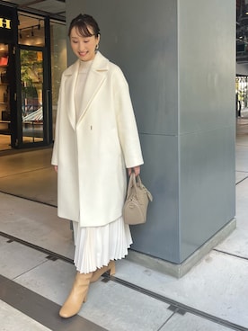 「NOLLEY’S Sophi（ノーリーズソフィ）のアイテム（チェスターコート）」を使った、nol ikeoさん（レディース・160cm）の冬コーディネート