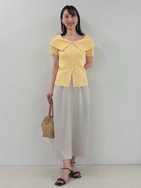 「grace grace （グラスグラス）の【松葉(yuki_nol)別注】【grace grace/グラスグラス】スキップ淡水パールピアス（ピアス（両耳用）、ホワイト系）」を使った、nol ikeoさん（レディース・160cm）の春コーディネート