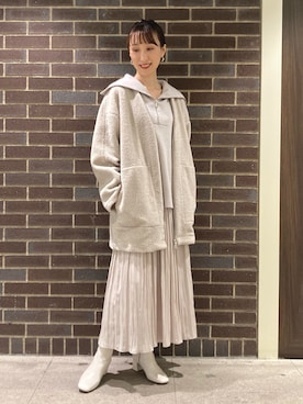 「オープンカラー」｜「アイテム（ジャケット/アウター）」を使った、nol ikeoさん（レディース・160cm）の冬コーディネート