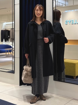 「アイテム（ステンカラーコート）」を使った、nol ikeoさん（レディース・160cm）の冬コーディネート