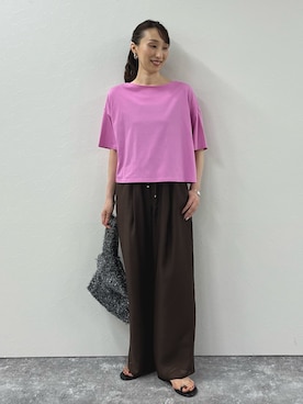 「半袖」｜「アイテム（バックパック/リュック）」を使った、nol ikeoさん（レディース・160cm）の夏コーディネート