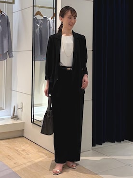 「grace grace （グラスグラス）の【松葉(yuki_nol)別注】【grace grace/グラスグラス】スキップ淡水パールピアス（ピアス（両耳用）、ホワイト系）」を使った、nol ikeoさん（レディース・160cm）の春コーディネート