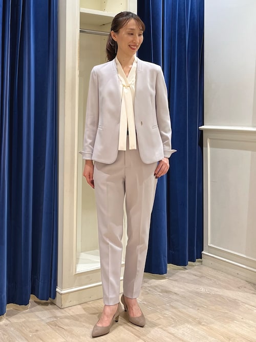 新品 24ss ノーリーズ ソフィー ノーカラー ジャケット NOLLEY'S セール】《セットアップ対応》ウォッシャブルウール調サージノーカラー