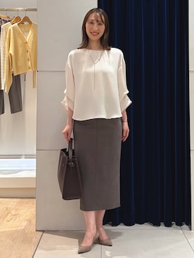 「ブラウスコーデ」｜「アイテム（アクセサリー）」を使った、nol ikeoさん（レディース・160cm）の冬コーディネート