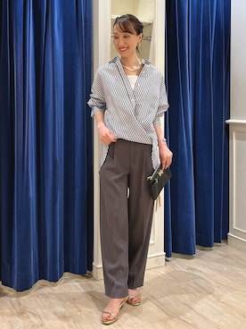 「ビッグシャツ」｜「アイテム（アクセサリー）」を使った、nol ikeoさん（レディース・160cm）の夏コーディネート